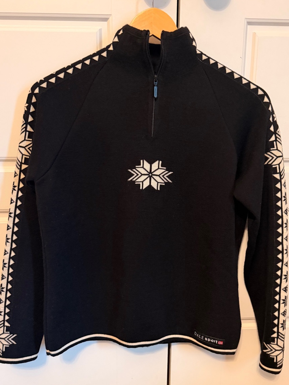 Dale of Norway Black & White Geilo Quarter Zip Sweater Medium Ski